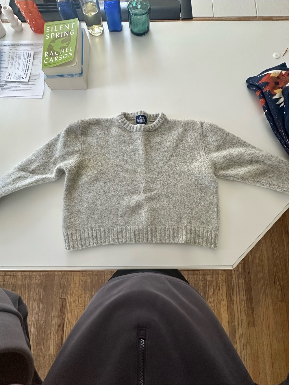 Woolrich Heather Gray Knit Crew Sweater